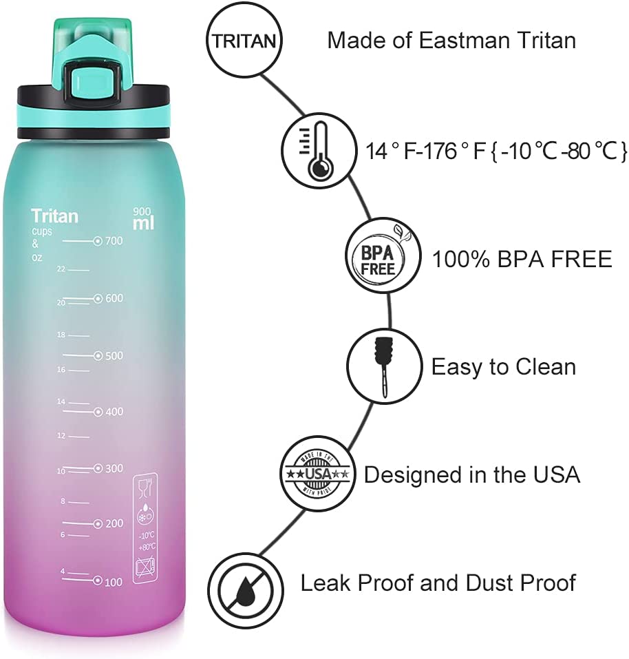 30oz Sports Water Bottle with Leak Proof Flip Top, Gradient