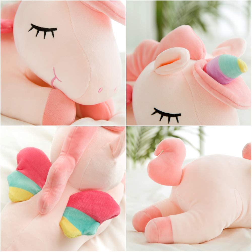 Soft Stuffed Unicorn Pillow, (Pink, 15-Inch)