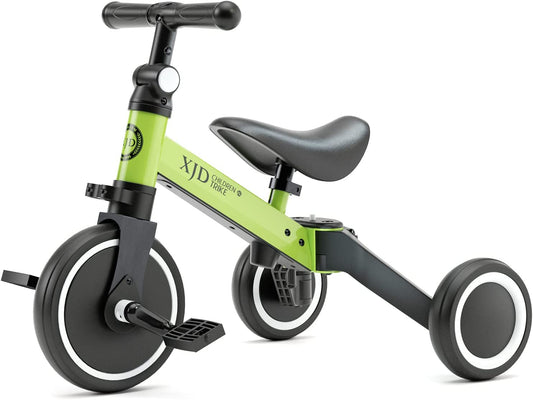Tricycles adjustable seat and removable pedal, (Green)