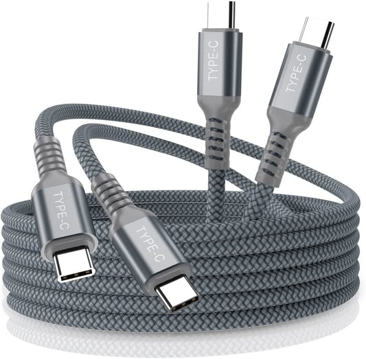 15ft USB Type C to C Cable, 2-Pack, Fast Charging (Gray)