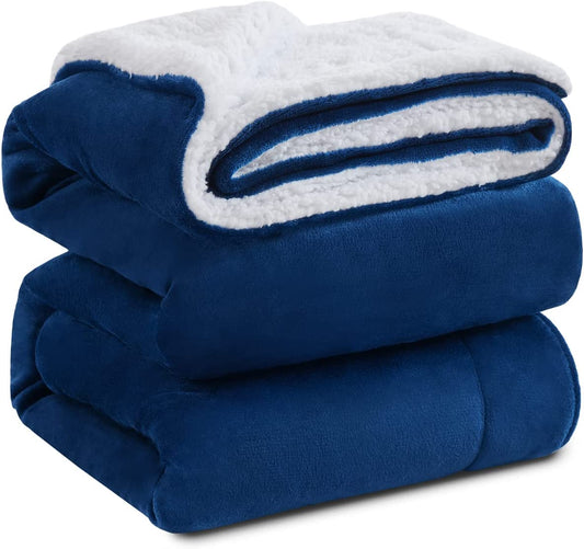 Fleece blanket, extra warm, winter, king size, navy blue