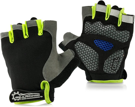 Fingerless cycling gloves for men and women, (green)