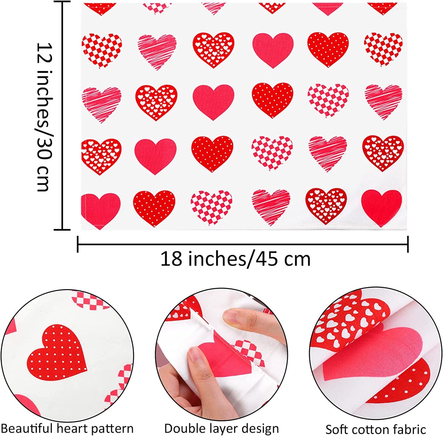 6 Pack Valentines Placemats Place Mats 12 x 18 Inches