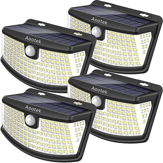 120 Leds Solar Lights with Reflector, 270 Degree Angle, Waterproof, (Pack of 4)