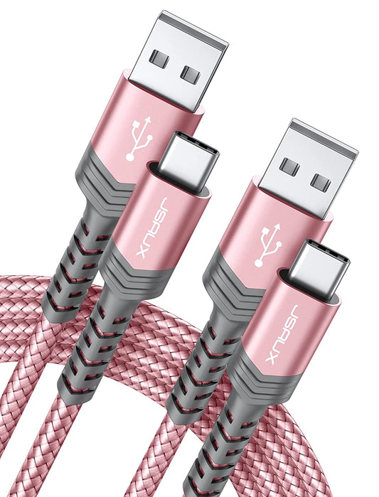 USB Type C 3A Cable, 2-Pack, 6.6ft, (Rose Gold)