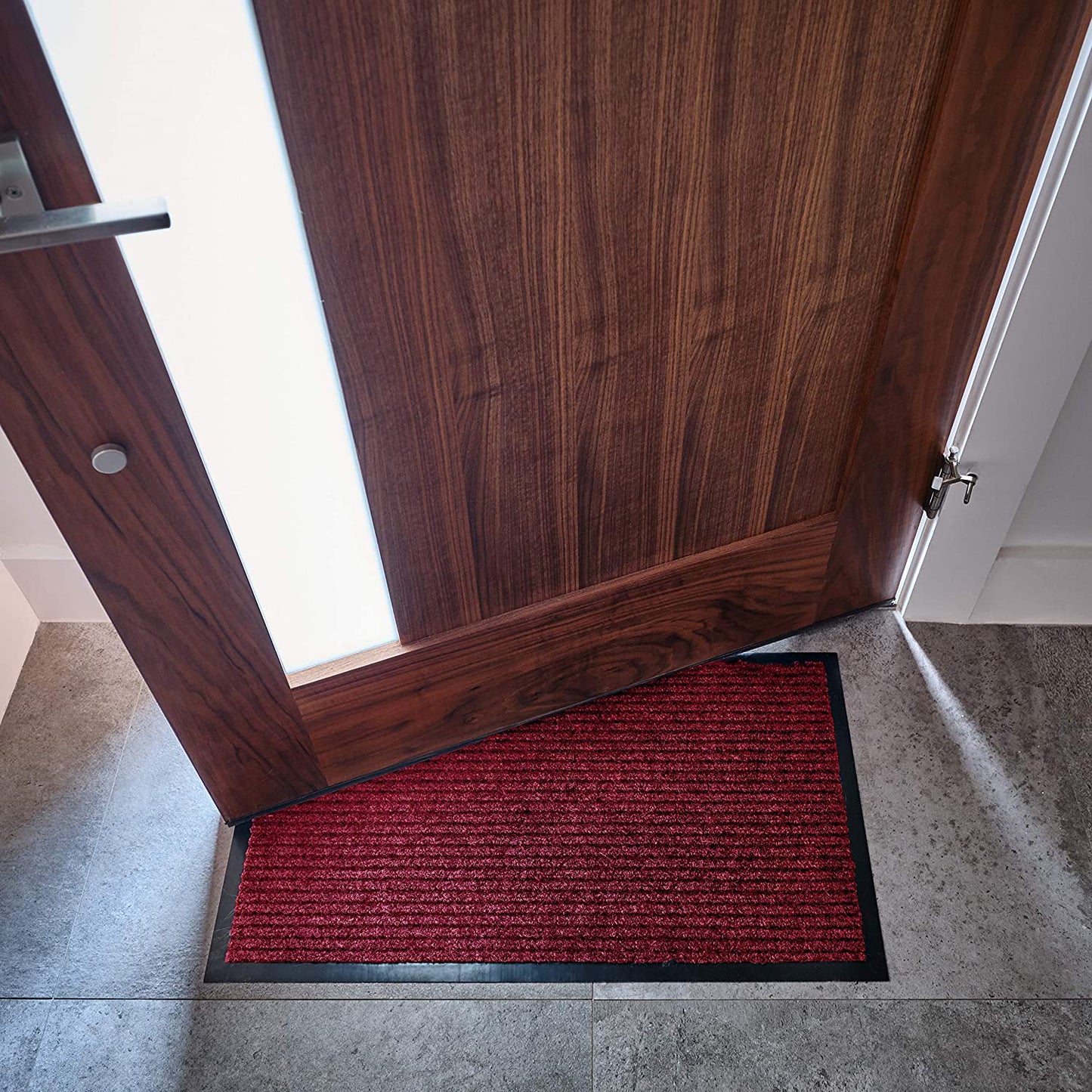 2-Pack Ribbed Front Door Mats, 30 "x 17", Red