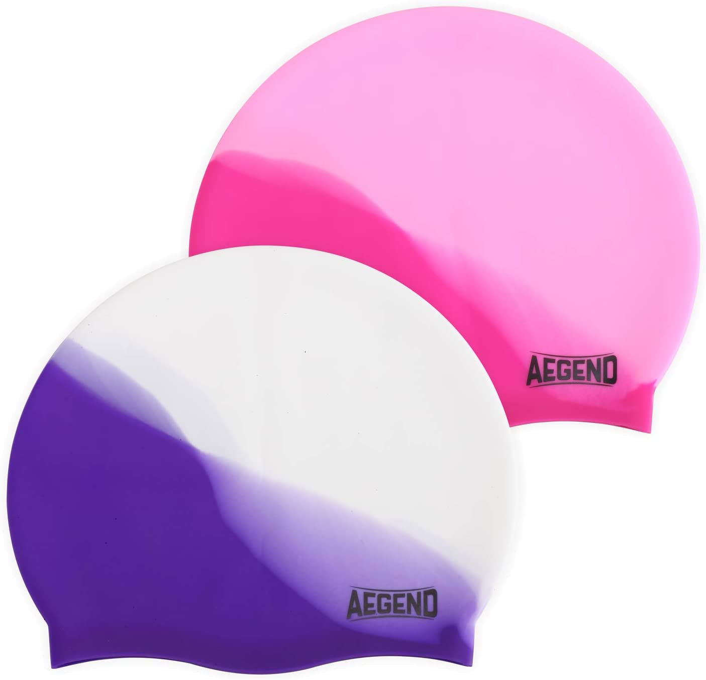 Large Swim Cap, 2 Pack (Bright Purple & Pink)