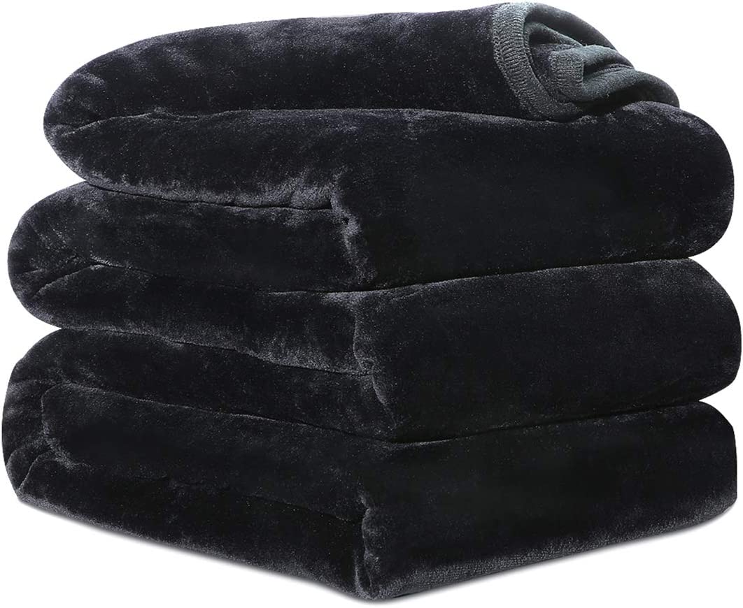 Super Soft Plush Fleece Throw Blanket, 90" x 90", Black